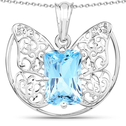 11.10 ct Swiss blue topaz sterling silver pendant, Avera Group