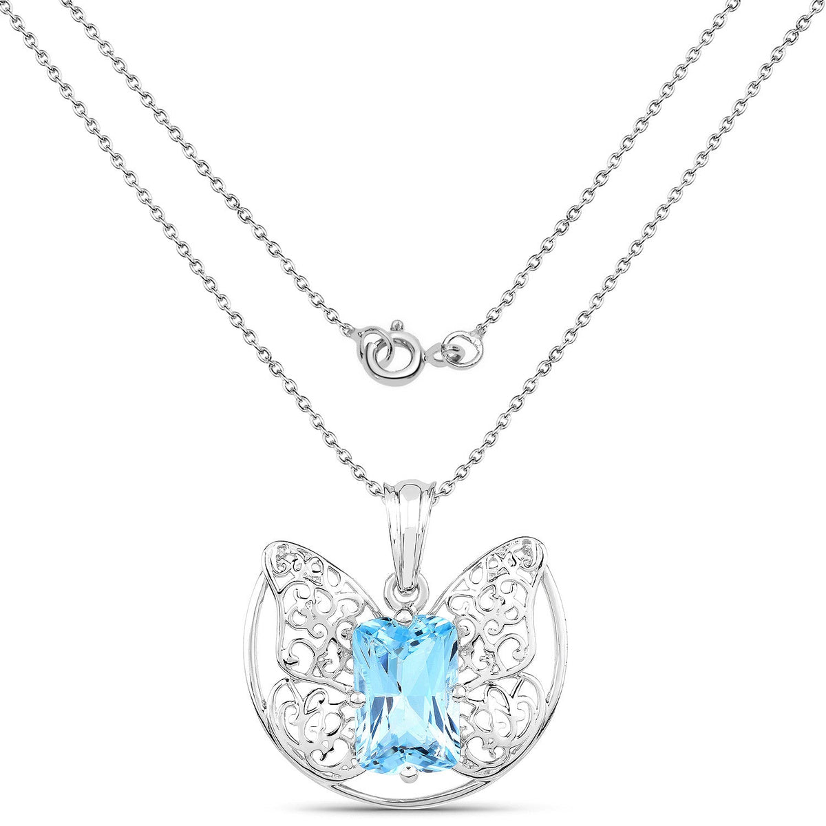 11.10 ct Swiss blue topaz sterling silver pendant, Avera Group, view 2