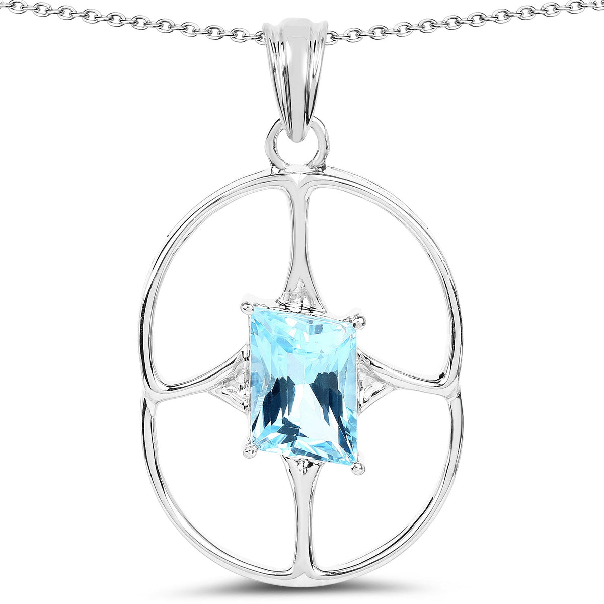 5.26 Carat Genuine Swiss Blue Topaz .925 Sterling Silver Pendant by Avera Group