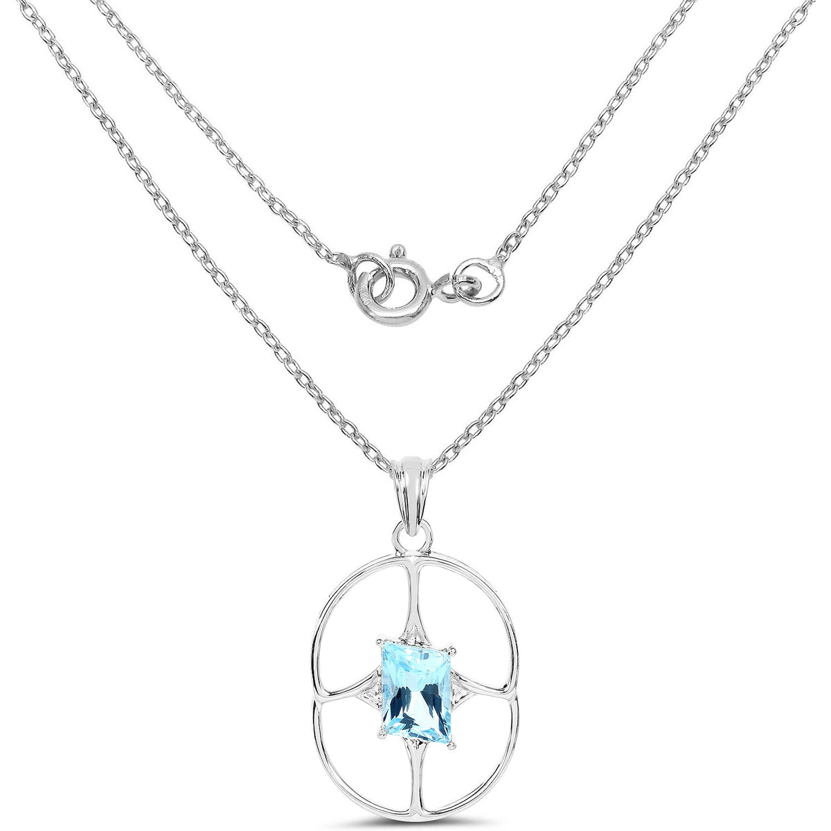 5.26 Carat Genuine Swiss Blue Topaz .925 Sterling Silver Pendant by Avera Group