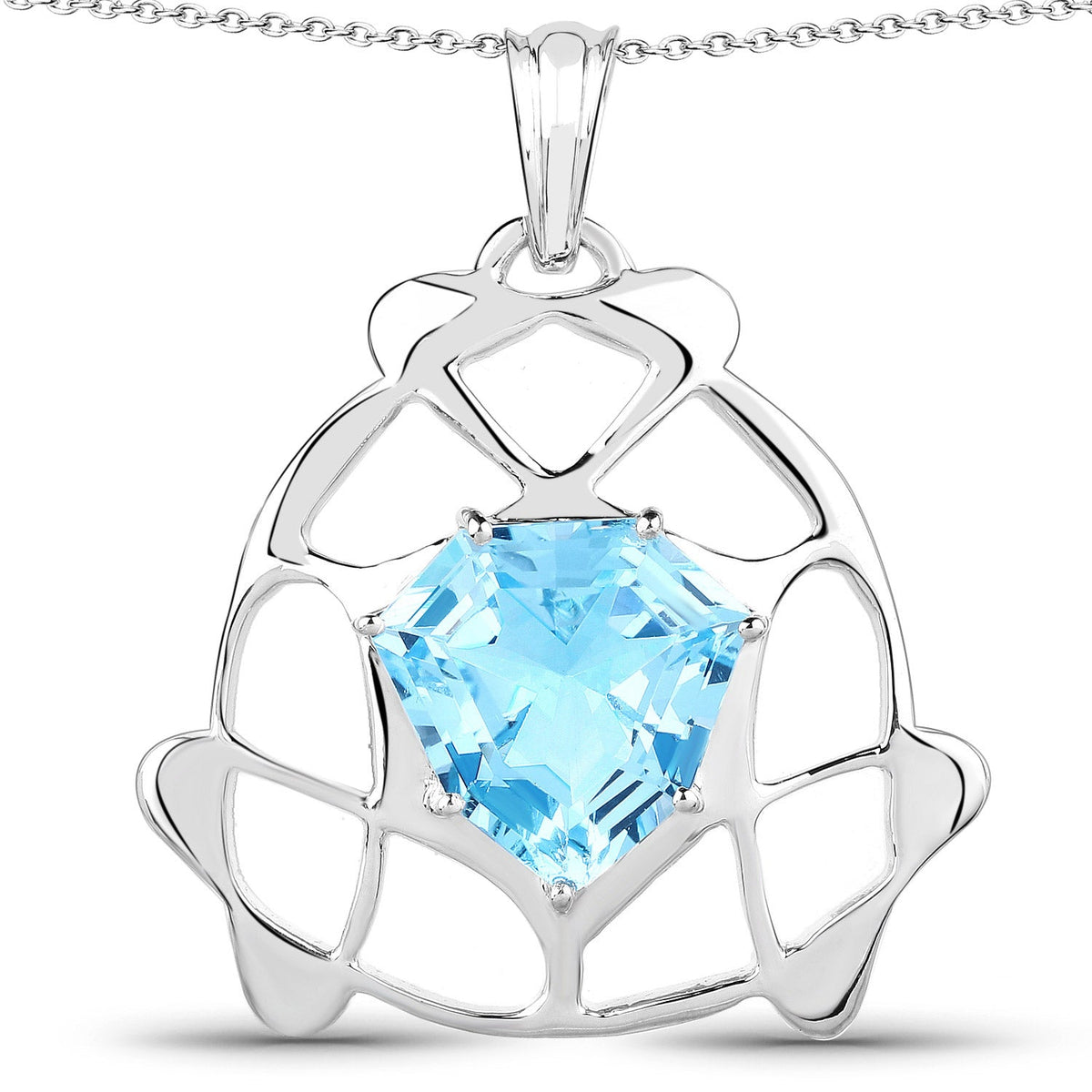 11.50 ct hexagon Swiss blue topaz sterling silver pendant, Avera Group