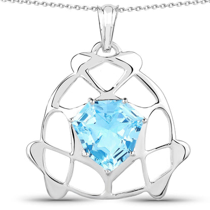 11.50 ct hexagon Swiss blue topaz sterling silver pendant, Avera Group