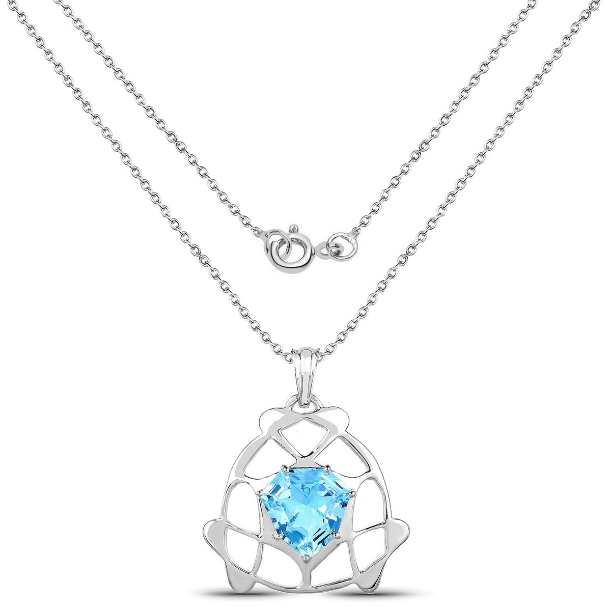 11.50 ct hexagon Swiss blue topaz sterling silver pendant, Avera Group, view 2