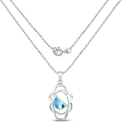 4.60 ct fancy-shape Swiss blue topaz .925 sterling silver pendant by Avera Group, view 2