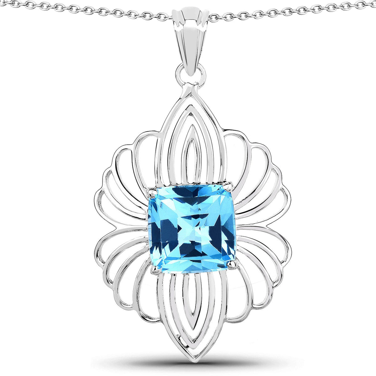 8.18 ct fancy-shape Swiss blue topaz .925 sterling silver pendant by Avera Group