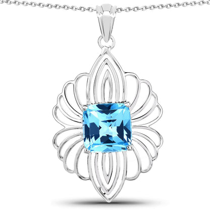 8.18 ct fancy-shape Swiss blue topaz .925 sterling silver pendant by Avera Group