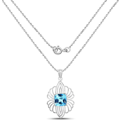 8.18 ct fancy-shape Swiss blue topaz .925 sterling silver pendant by Avera Group, view 2