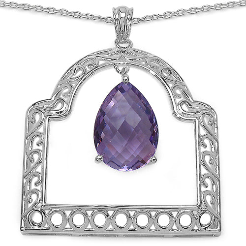 Avera Group 10.70 ct pear-shaped amethyst pendant in sterling silver