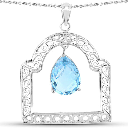 Avera Group 10.50 ct pear-shaped Swiss blue topaz pendant in sterling silver