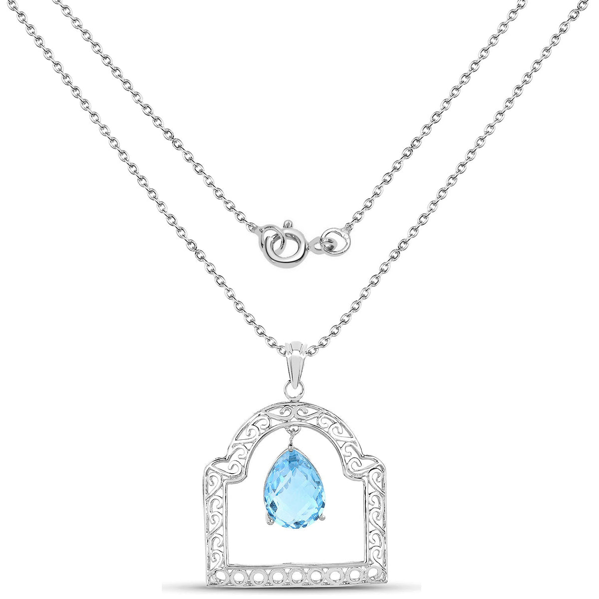 Avera Group 10.50 ct Swiss blue topaz pendant, view 2