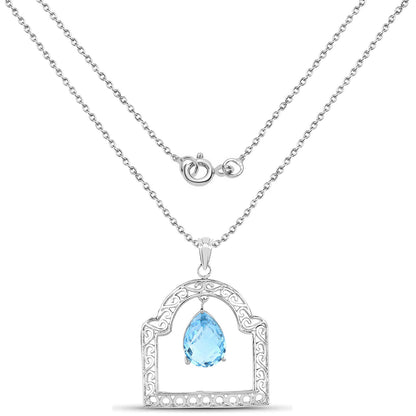 Avera Group 10.50 ct Swiss blue topaz pendant, view 2