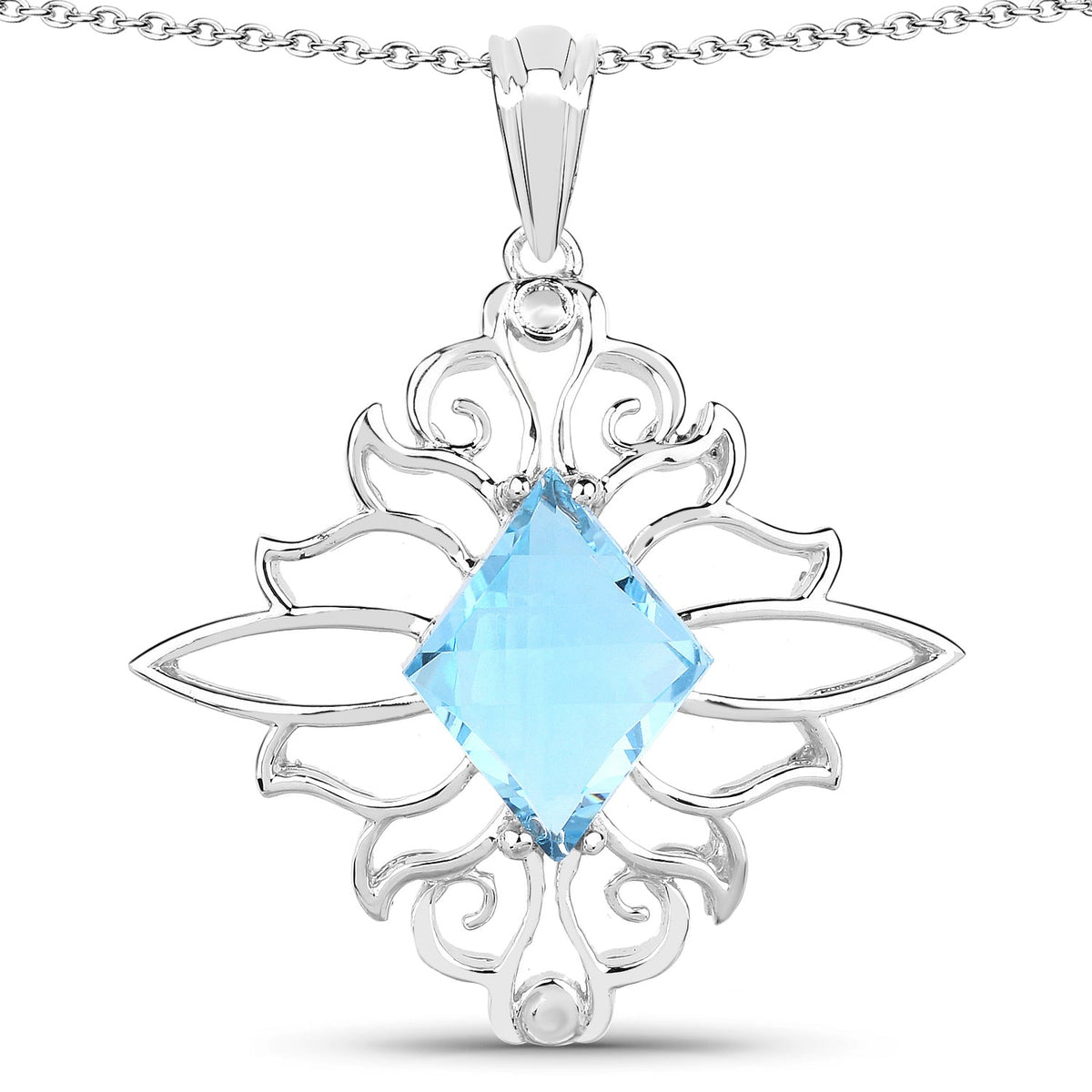 5.15 ct fancy-shape Swiss blue topaz .925 sterling silver pendant by Avera Group