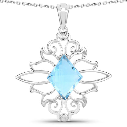 5.15 ct fancy-shape Swiss blue topaz .925 sterling silver pendant by Avera Group