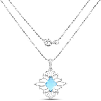 5.15 ct fancy-shape Swiss blue topaz .925 sterling silver pendant by Avera Group, view 2