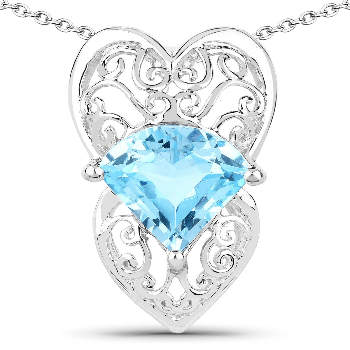 4.65 Carat Genuine Swiss Blue Topaz .925 Sterling Silver Pendant by Avera Group