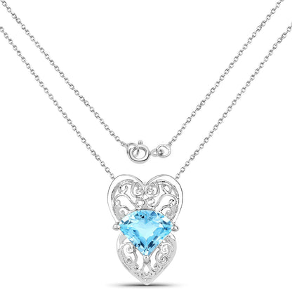 4.65 Carat Genuine Swiss Blue Topaz .925 Sterling Silver Pendant by Avera Group
