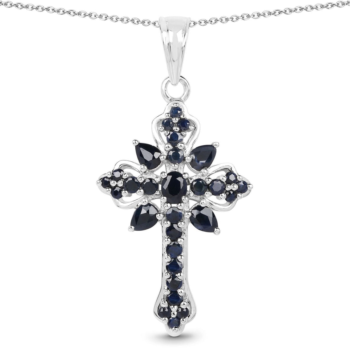 Avera Group 1.52 ct blue sapphire pendant in sterling silver