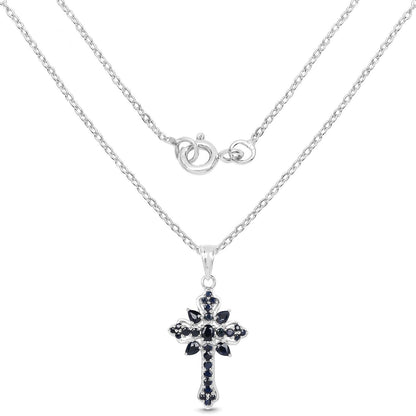Avera Group 1.52 ct blue sapphire pendant in sterling silver, view 2