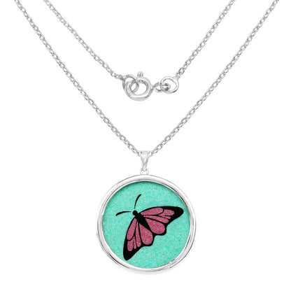 29.50 ct round emerald pendant in .925 sterling silver, light green, by Avera Group, view 2