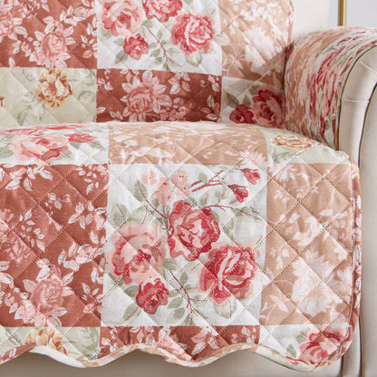 Reversible Floral Patchwork Furniture Protector - Maribel Collection by Great Bay Home