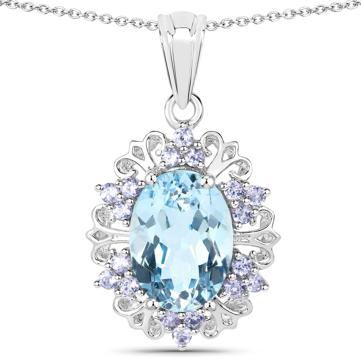 8.13 ct oval blue topaz and tanzanite pendant by Avera Group
