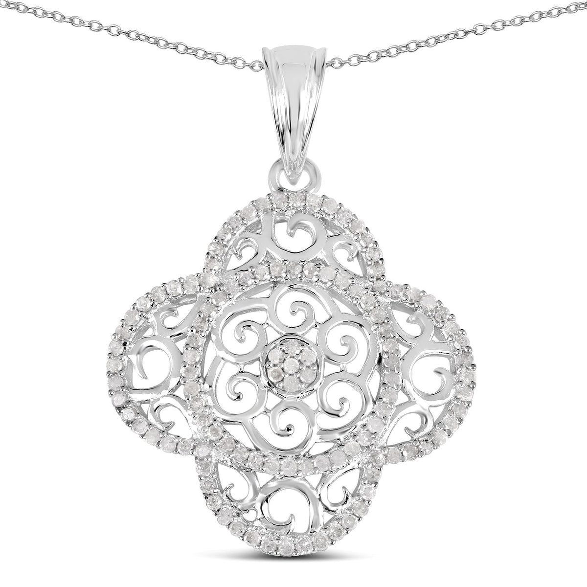 Avera Group 0.57 ct genuine white diamond pendant in .925 sterling silver
