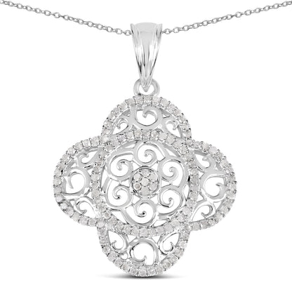 Avera Group 0.57 ct genuine white diamond pendant in .925 sterling silver