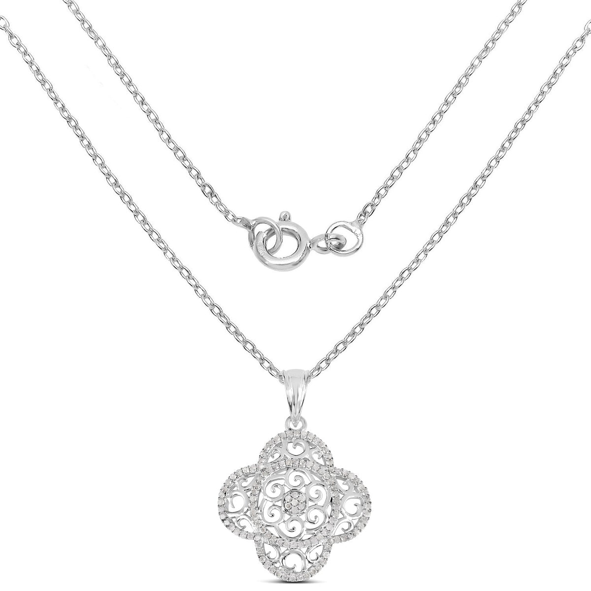 Avera Group 0.57 ct genuine white diamond pendant in .925 sterling silver