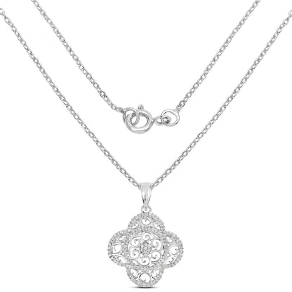 Avera Group 0.57 ct genuine white diamond pendant in .925 sterling silver