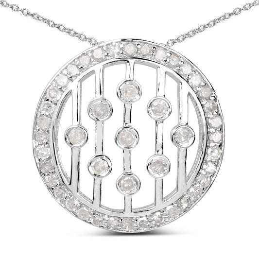 Avera Group 0.53 ct genuine white diamond pendant in .925 sterling silver