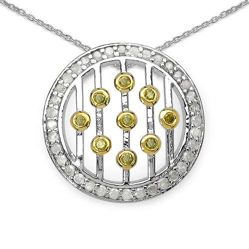 Avera Group 0.50 ct white and yellow diamond pendant in .925 sterling silver