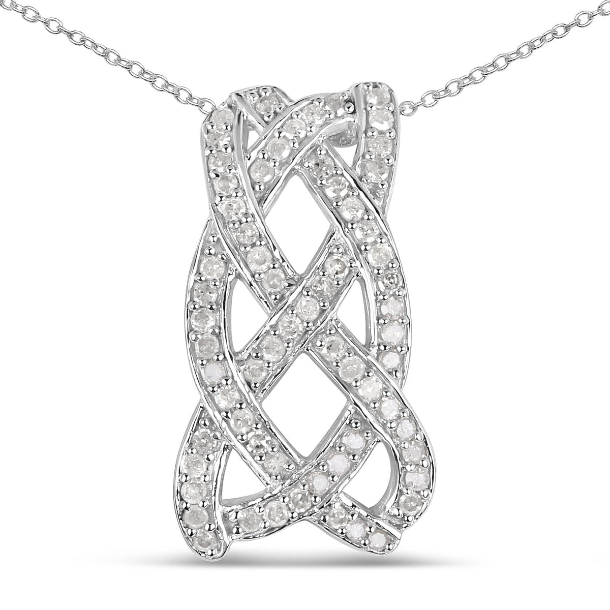 Avera Group 0.54 ct genuine white diamond pendant in .925 sterling silver