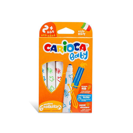 Carioca jumbo washable markers for toddlers, 6 pack