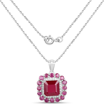 8.48 Carat Glass Filled Ruby and White Topaz .925 Sterling Silver Pendant by Avera Group