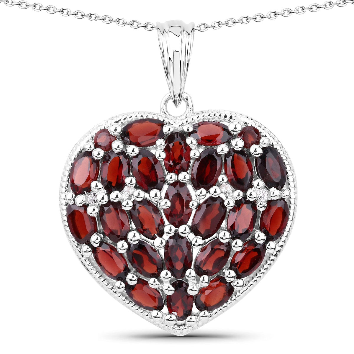 6.98 Carat Genuine Garnet and White Topaz .925 Sterling Silver Pendant by Avera Group