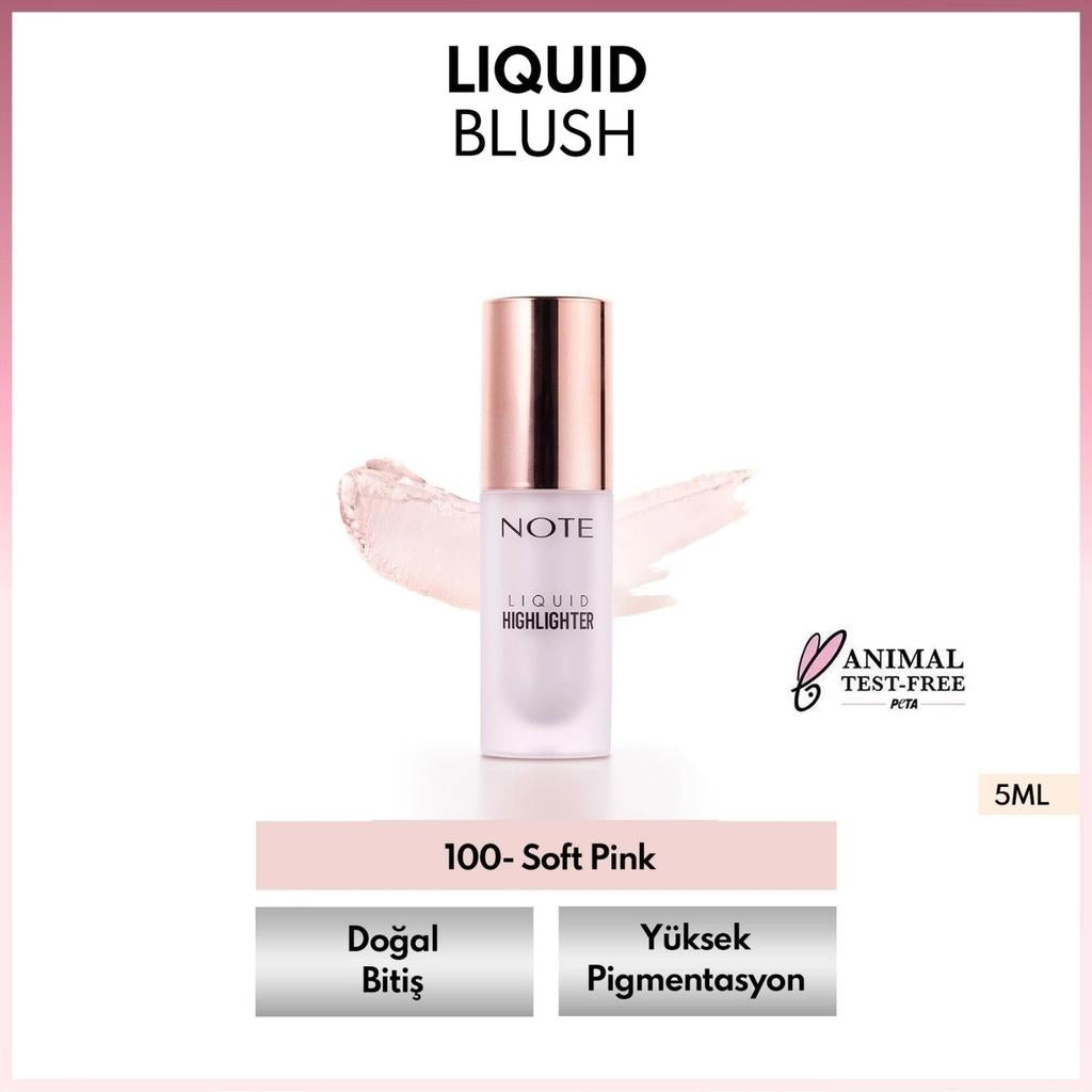 Note Liquid Highlighter Moisturizing Glow 100 Soft Pink by Beauty Care Bag
