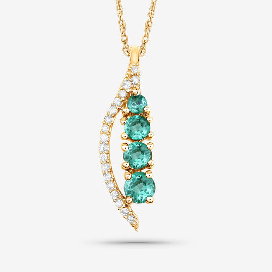 Avera Group 0.34 ct Zambian emerald and white diamond pendant in 14K yellow gold