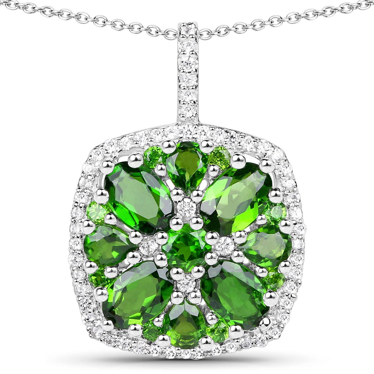 3.25 ct chrome diopside and white zircon .925 sterling silver pendant by Avera Group