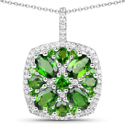 3.25 ct chrome diopside and white zircon .925 sterling silver pendant by Avera Group