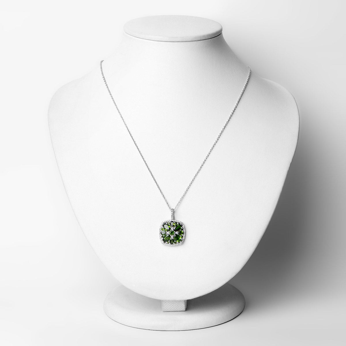 3.25 ct chrome diopside and white zircon .925 sterling silver pendant by Avera Group, view 2