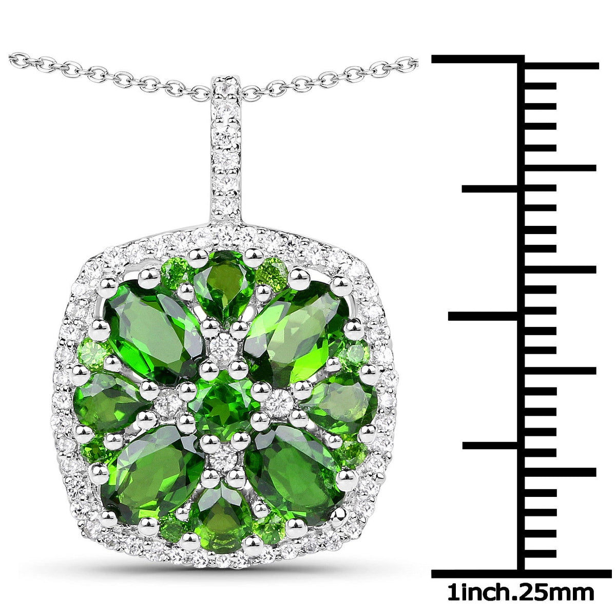 3.25 ct chrome diopside and white zircon .925 sterling silver pendant by Avera Group, view 3