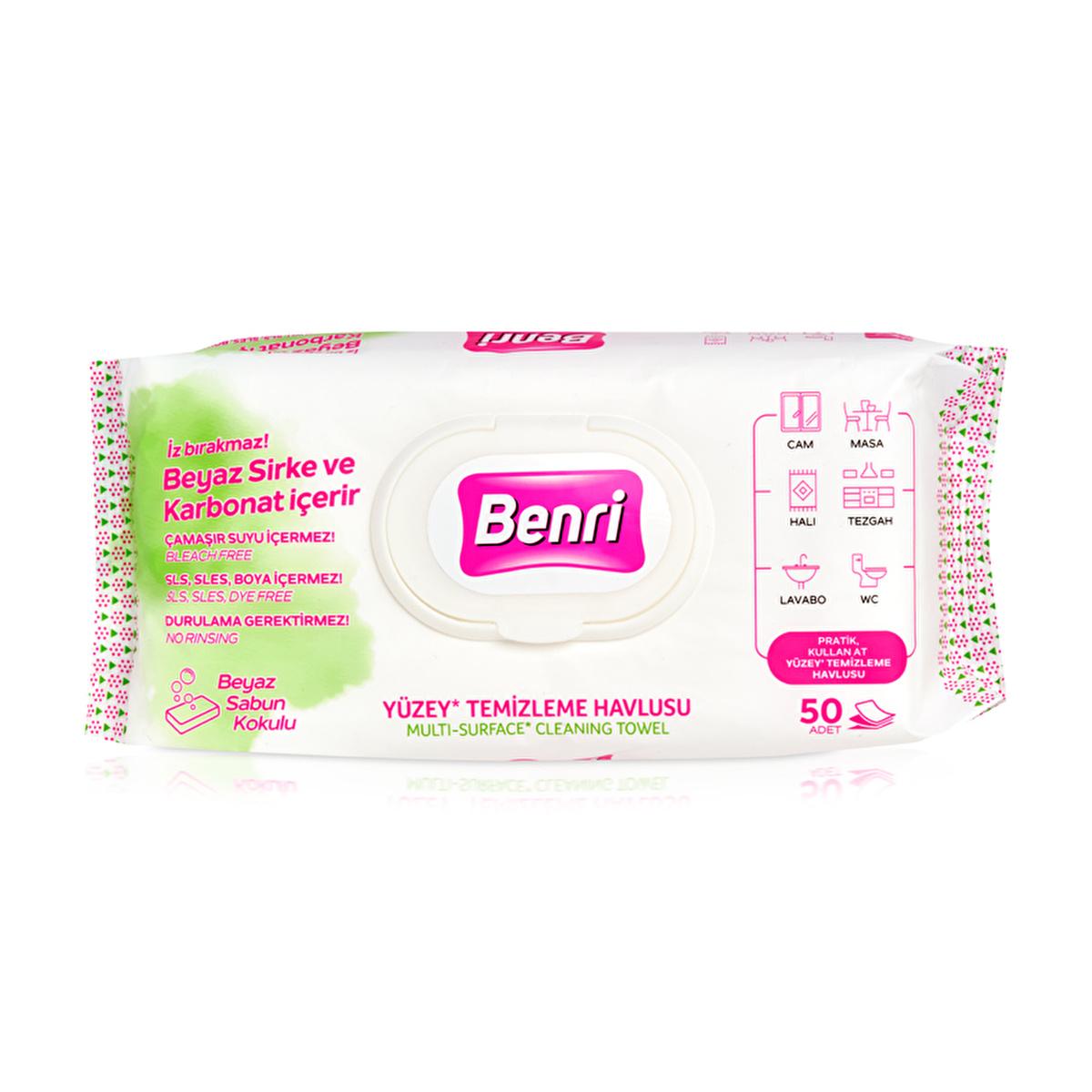 Benri Cleaning Cloths 50-Pack - Non-Toxic Multi-Surface Wipes for Efficient Cleaning by Beauty Care Bag