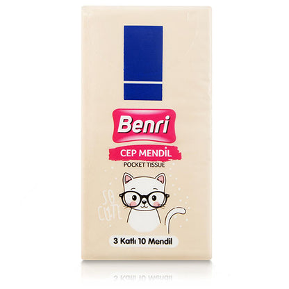 Benri Portable Pocket Tissues - 3-Layered Hygienic Handkerchiefs for Travel and On-the-Go Use by Beauty Care Bag
