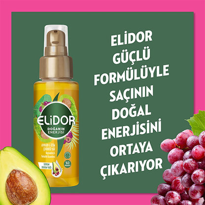 Elidor Avocado & Grape Seed Oil Hair Serum: Shine & Strength - Paraben Free, Lightweight Natural Hair Oil by Beauty Care Bag