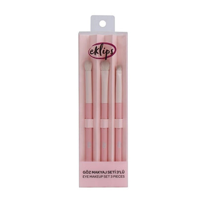 Eklips 3-Piece Eye Makeup Brush Set for Precise Blending by Beauty Care Bag