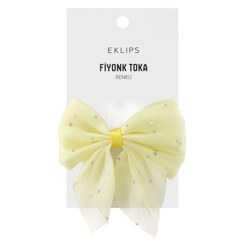 Eklips Rhinestone Bow Hair Clip Yellow 1 Piece by Beauty Care Bag