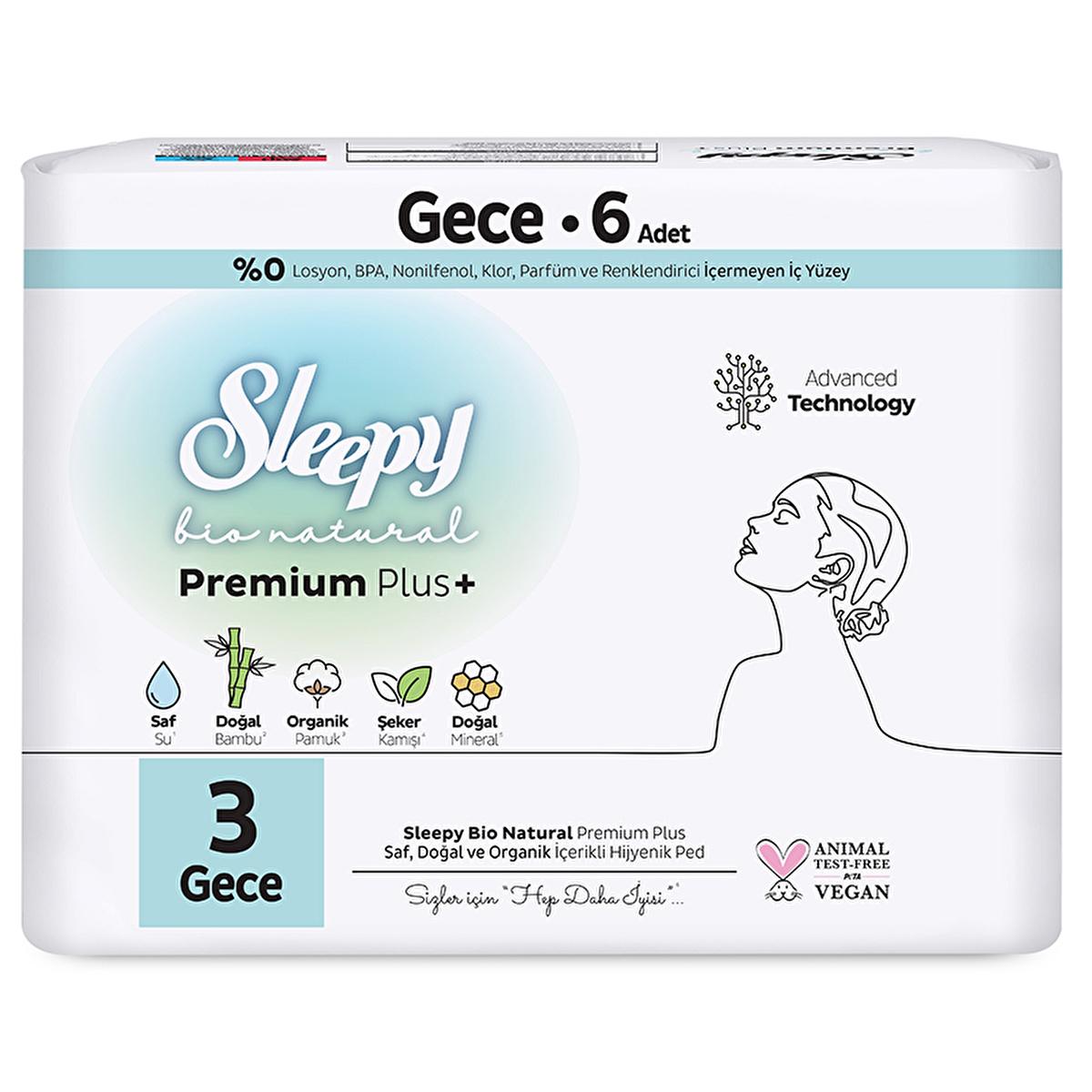 Sleepy Bio Natural: Organic Cotton Nighttime Pads - Sustainable, Hypoallergenic Feminine Hygiene for Women - 6 Count by Beauty Care Bag