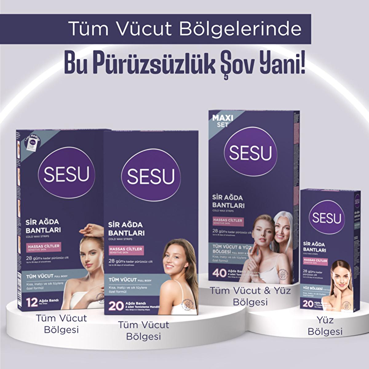 Sesu Sensitive Skin Wax Strips - Gentle Hair Removal for Short Hair, Easy to Use, Sugar-Free Formula by Beauty Care Bag