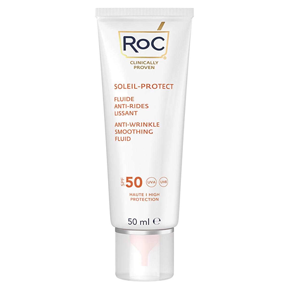 RoC Anti-Wrinkle Sunscreen SPF50+ - Hyaluronic Acid Face Sunscreen for UVA UVB Protection & Youthful Skin | 50ml by Beauty Care Bag