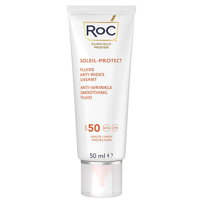 RoC Anti-Wrinkle Sunscreen SPF50+ - Hyaluronic Acid Face Sunscreen for UVA UVB Protection & Youthful Skin | 50ml by Beauty Care Bag